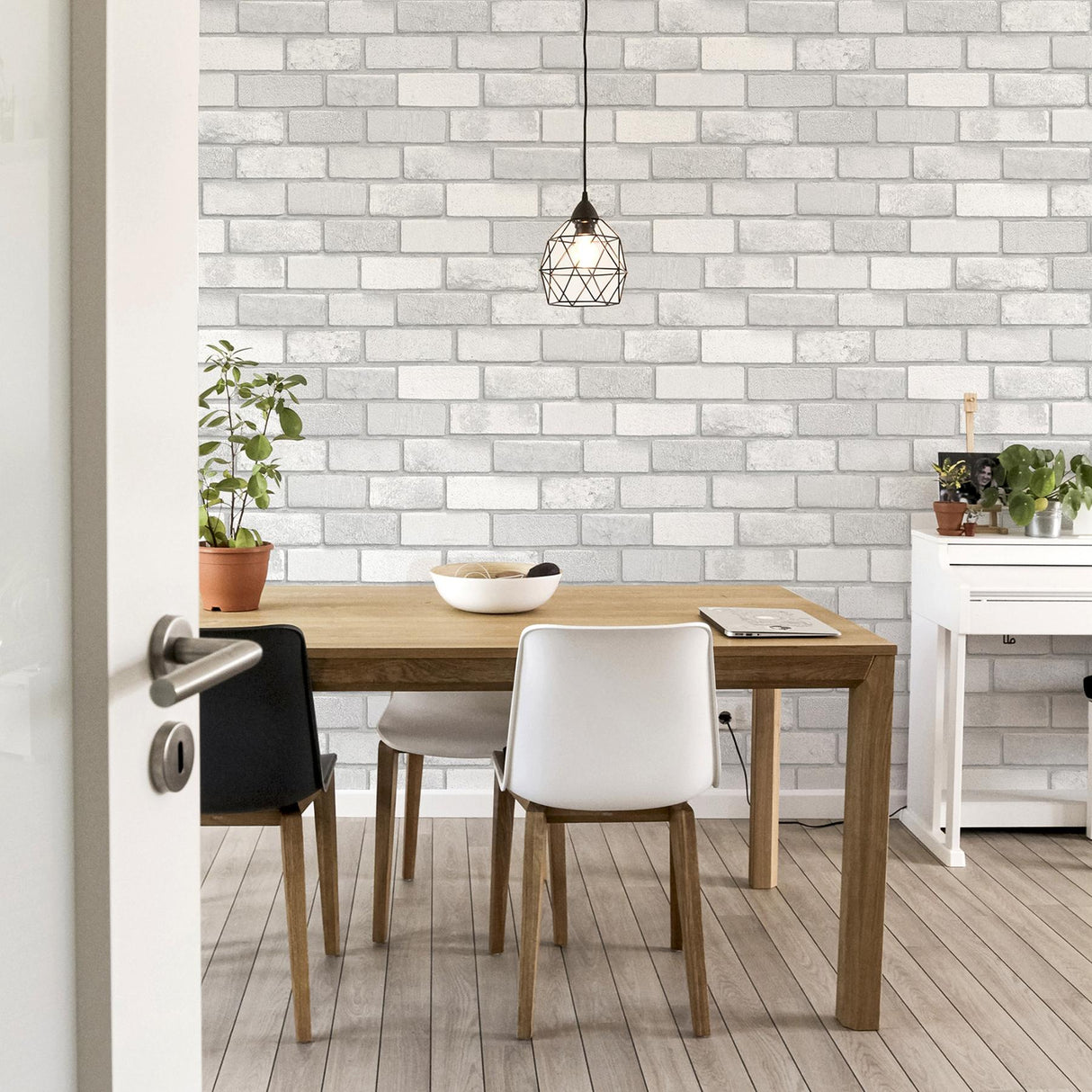 York Irving White Diamond Brick Wallpaper