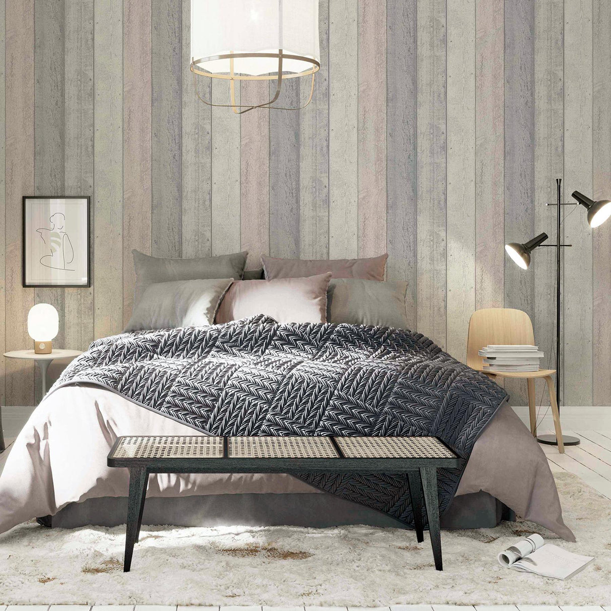 York Forrest Blush Wood Plank Wallpaper