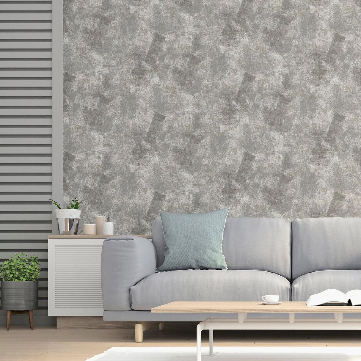 York Barney Grey Brushed Strokes Wallpaper