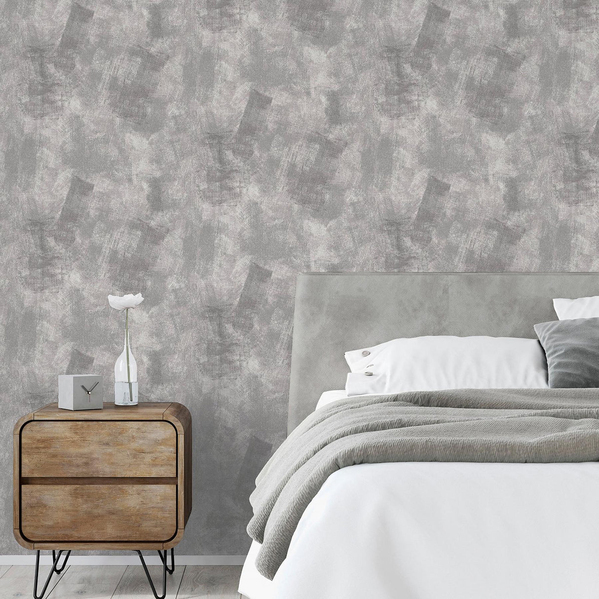 York Barney Grey Brushed Strokes Wallpaper