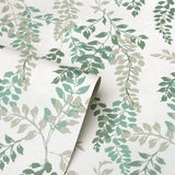 York Manami Green Wisteria Wallpaper