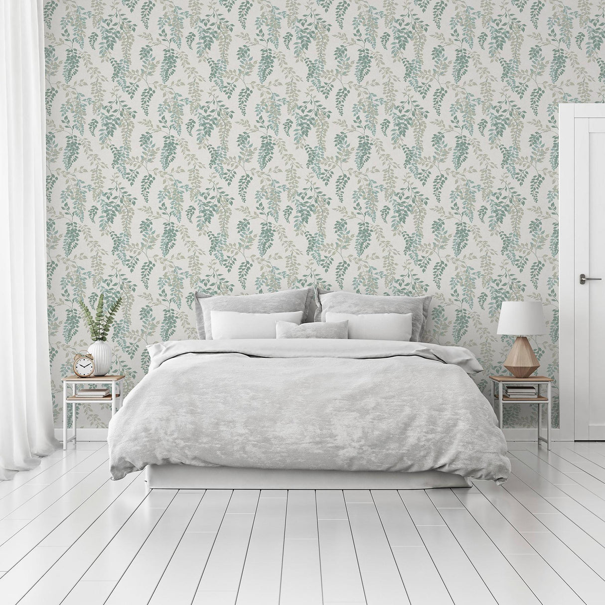 York Manami Green Wisteria Wallpaper