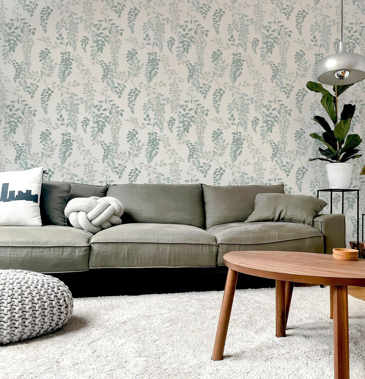 York Manami Green Wisteria Wallpaper