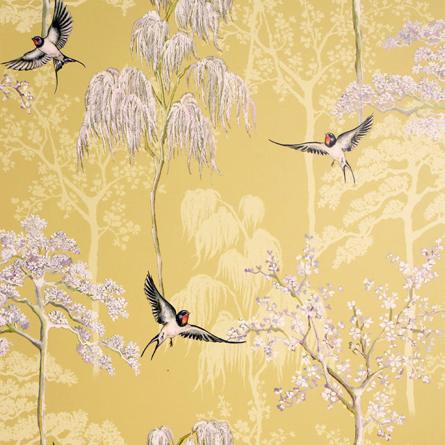 York Asuka Yellow Sparrow Forest Wallpaper
