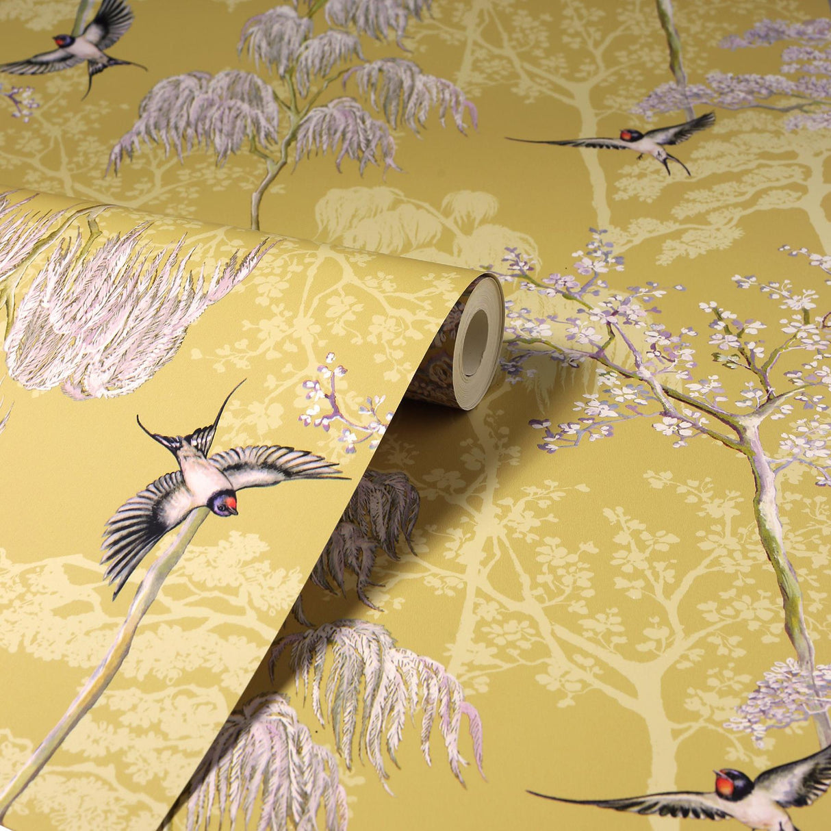 York Asuka Yellow Sparrow Forest Wallpaper