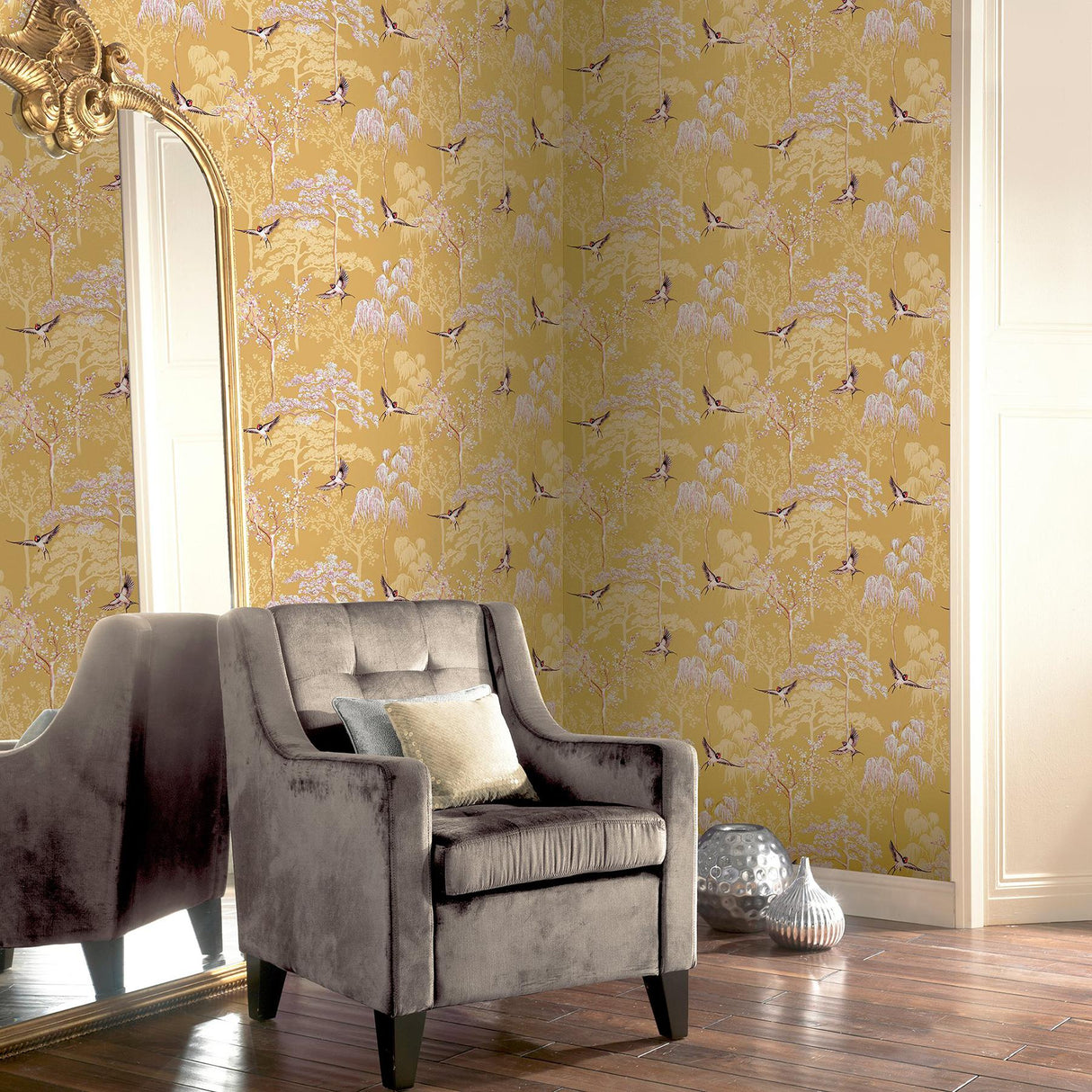 York Asuka Yellow Sparrow Forest Wallpaper