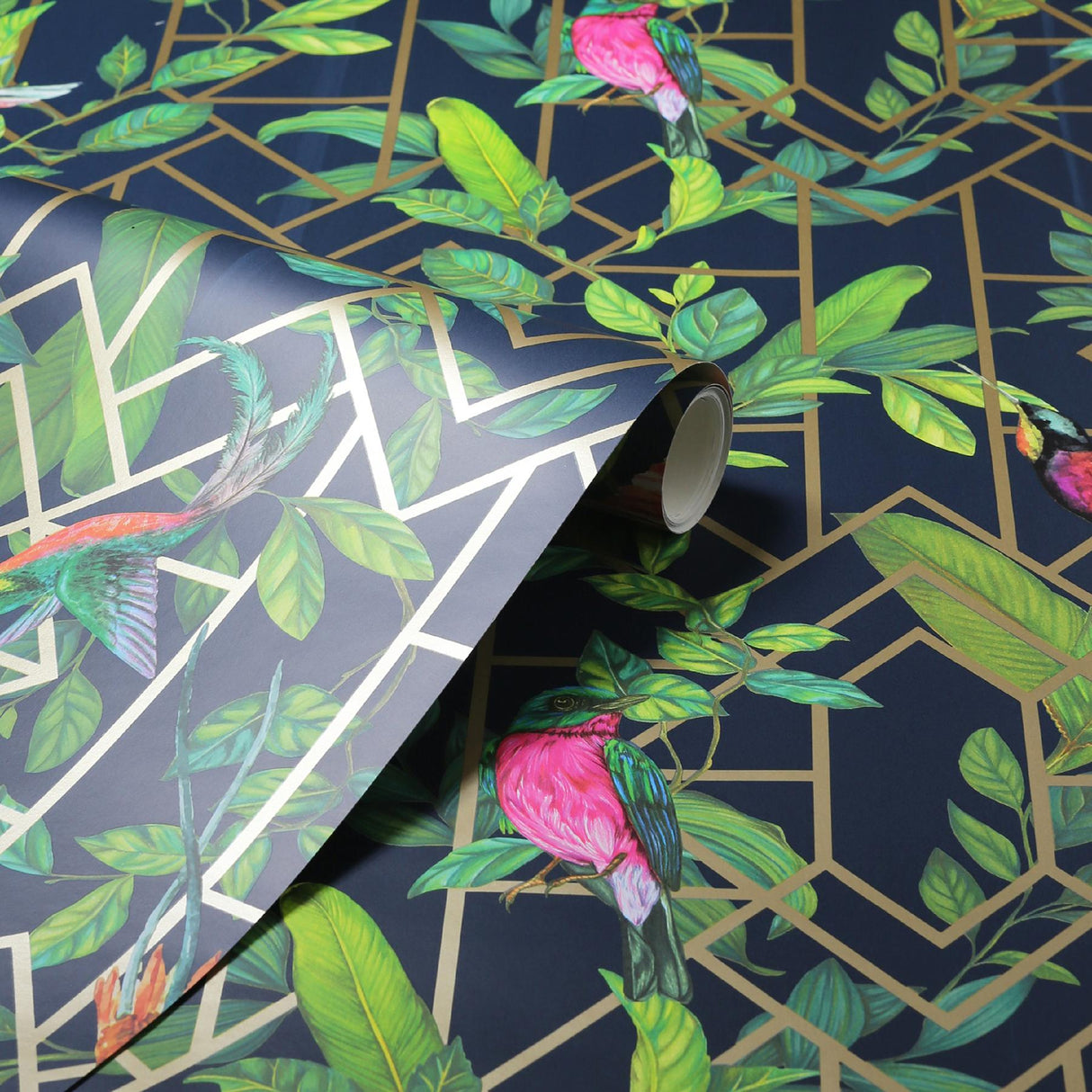 York Thelma Navy Tropical Deco Wallpaper