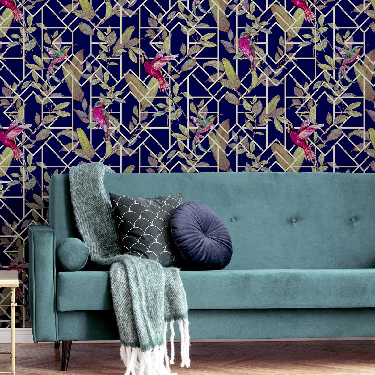York Thelma Navy Tropical Deco Wallpaper