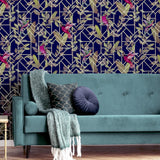 York Thelma Navy Tropical Deco Wallpaper