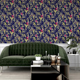 York Thelma Navy Tropical Deco Wallpaper
