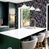 York Thelma Navy Tropical Deco Wallpaper
