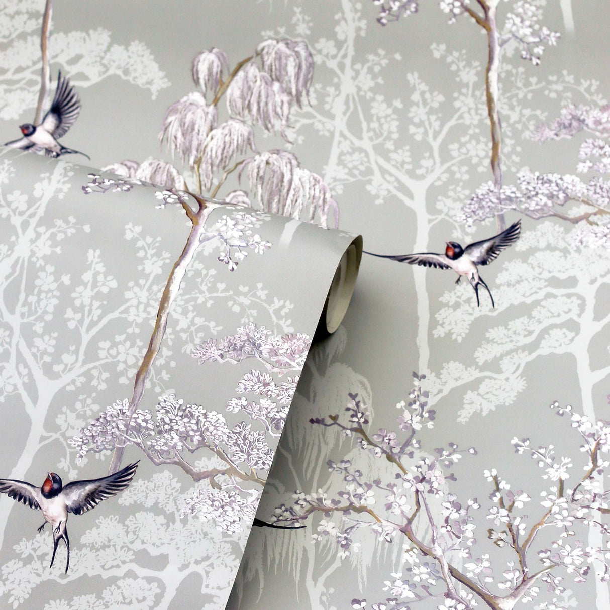York Asuka Grey Sparrow Forest Wallpaper
