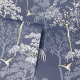 York Asuka Blue Sparrow Forest Wallpaper