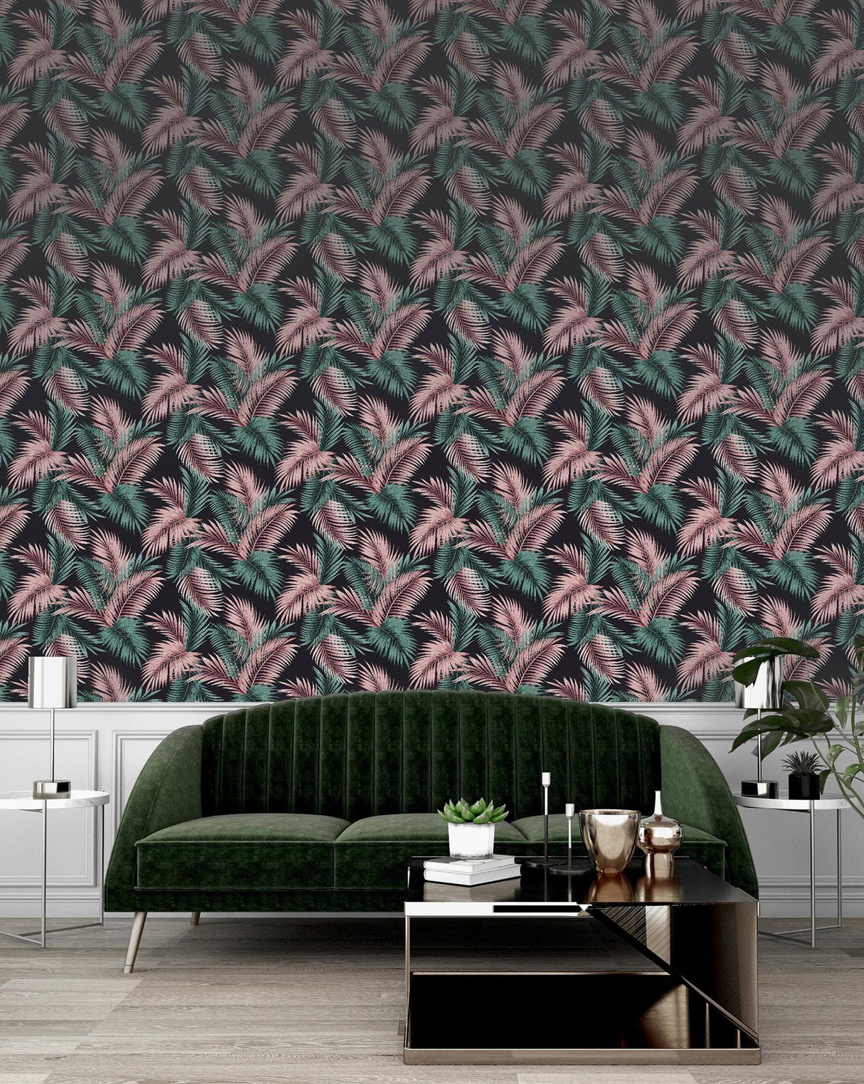 York Eliza Sea Green Palm Fronds Wallpaper