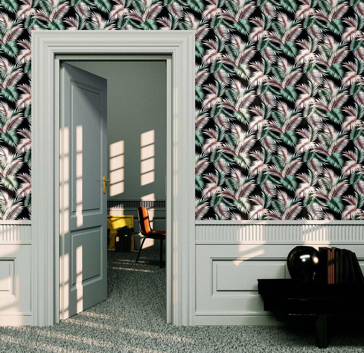 York Eliza Sea Green Palm Fronds Wallpaper