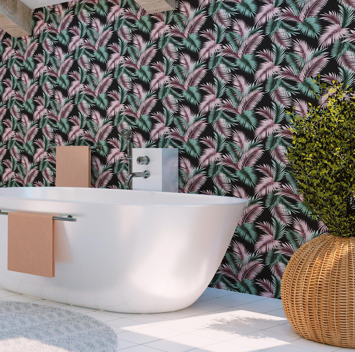 York Eliza Sea Green Palm Fronds Wallpaper