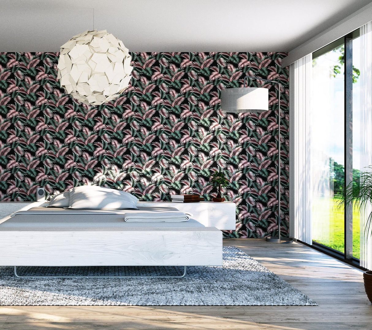York Eliza Sea Green Palm Fronds Wallpaper