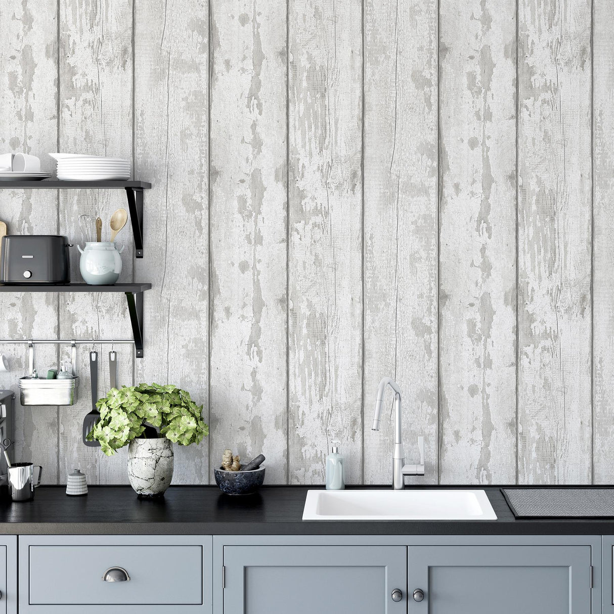 York Ambrose Grey Wood Plank Wallpaper