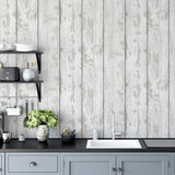 York Ambrose Grey Wood Plank Wallpaper