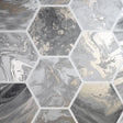 York Marlon Charcoal Hexagon Tiles Wallpaper