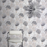 York Marlon Charcoal Hexagon Tiles Wallpaper