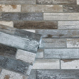 York Wallace Grey Wood Tile Wallpaper