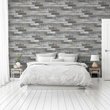 York Wallace Grey Wood Tile Wallpaper