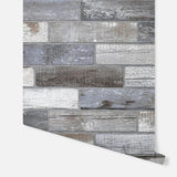 York Wallace Grey Wood Tile Wallpaper
