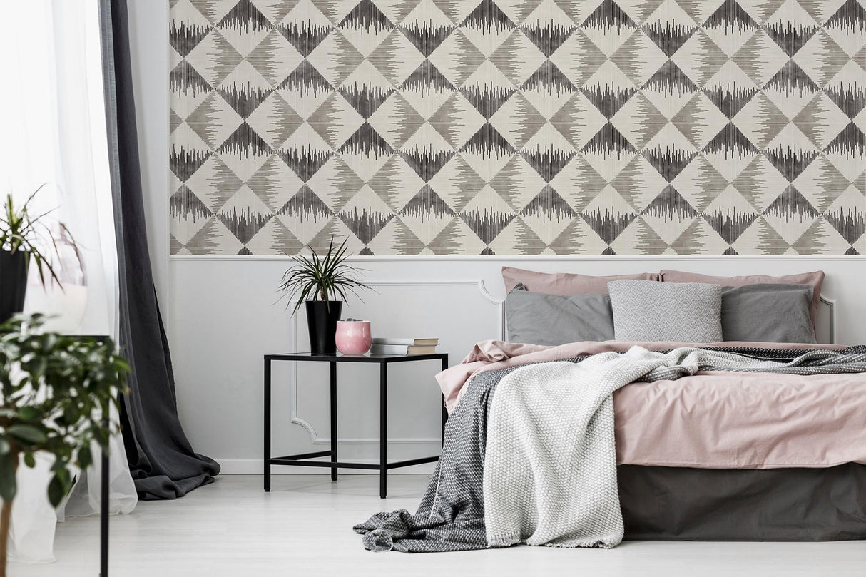 York Reuben Grey Ikat Wallpaper