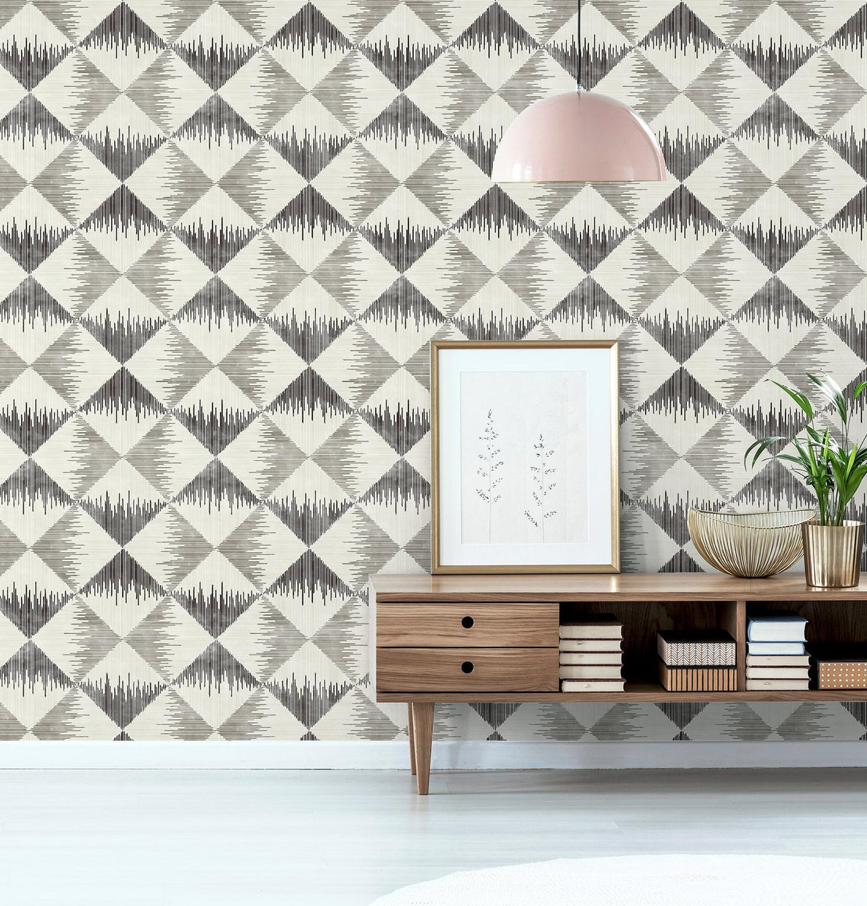 York Reuben Grey Ikat Wallpaper