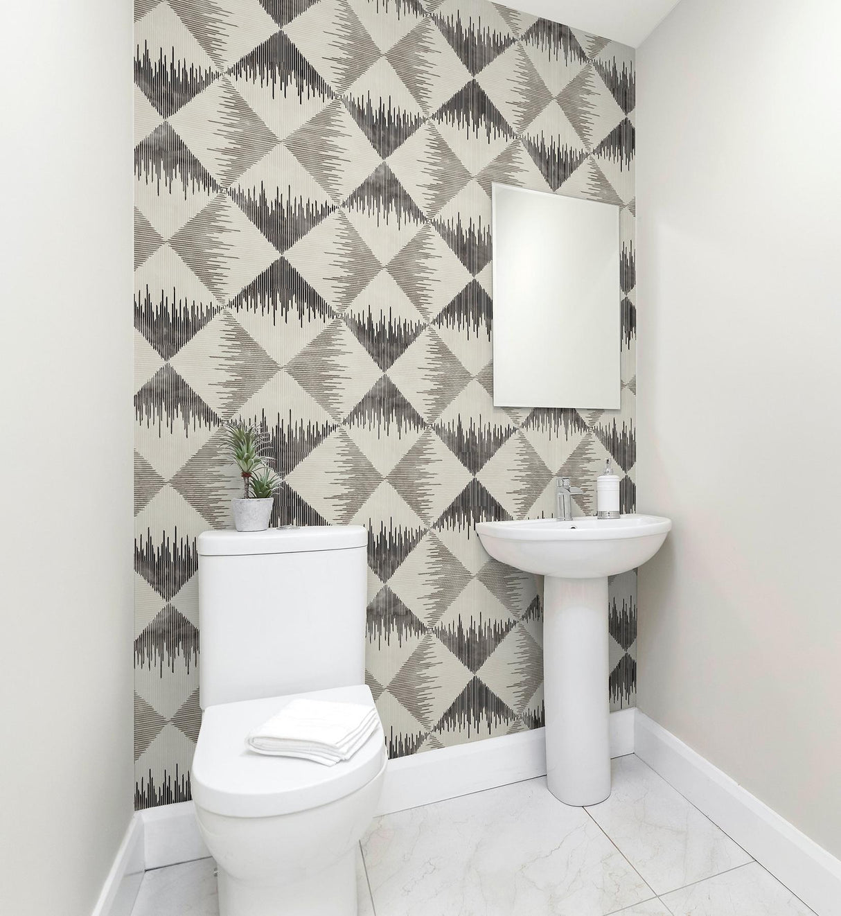 York Reuben Grey Ikat Wallpaper
