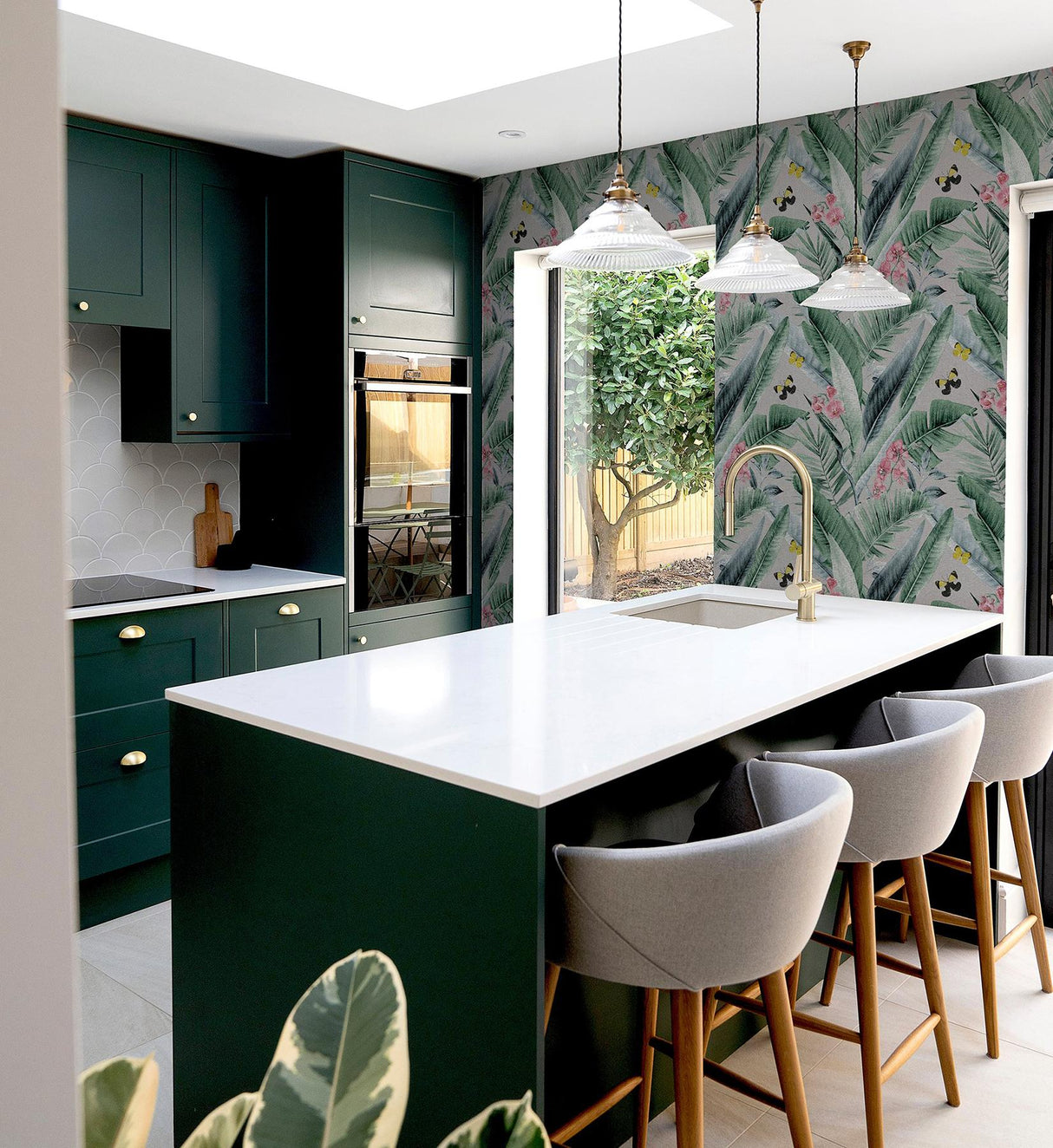 York Miriam Grey Tropical Wallpaper