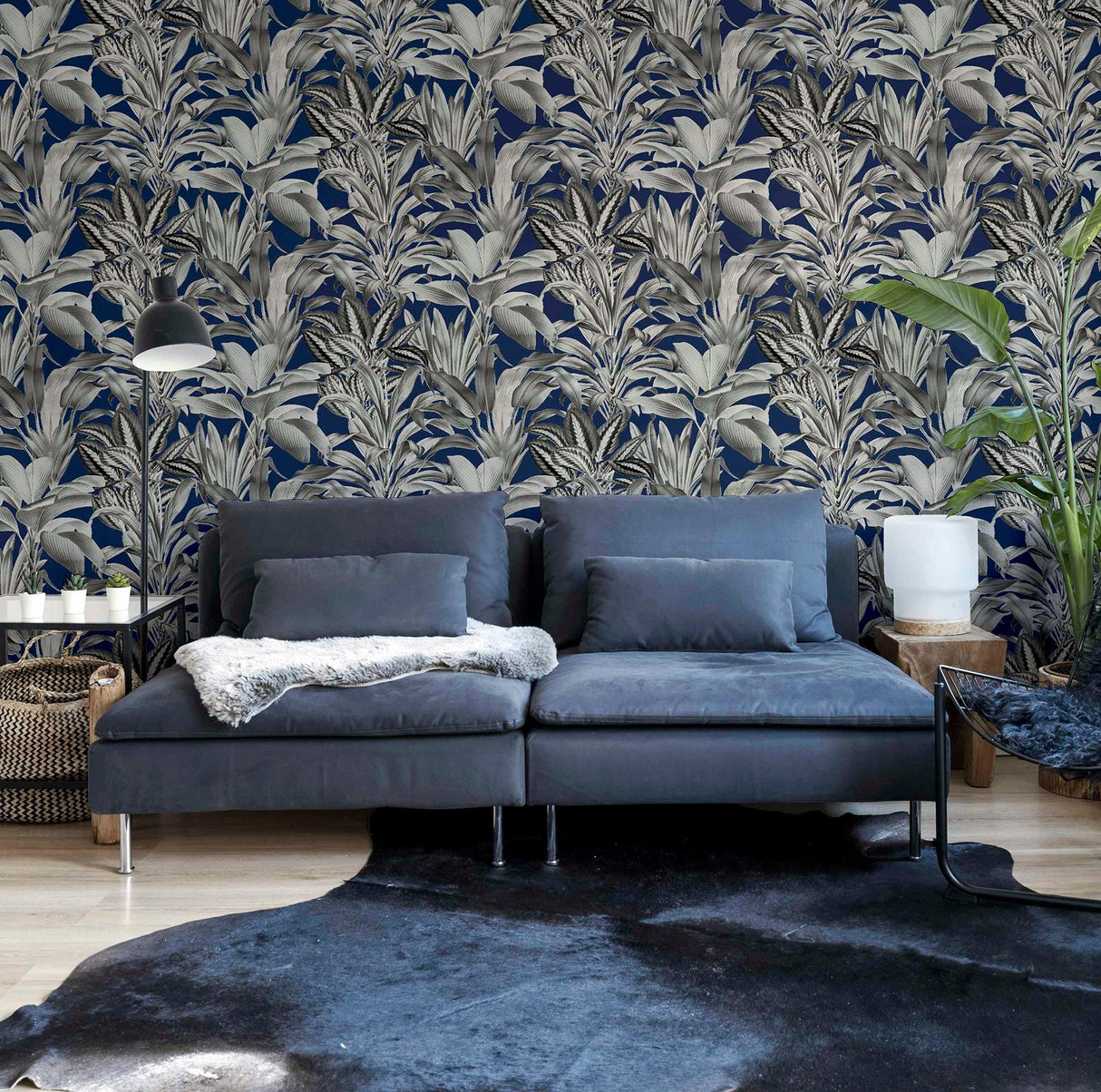York Alice Navy Greenhouse Wallpaper