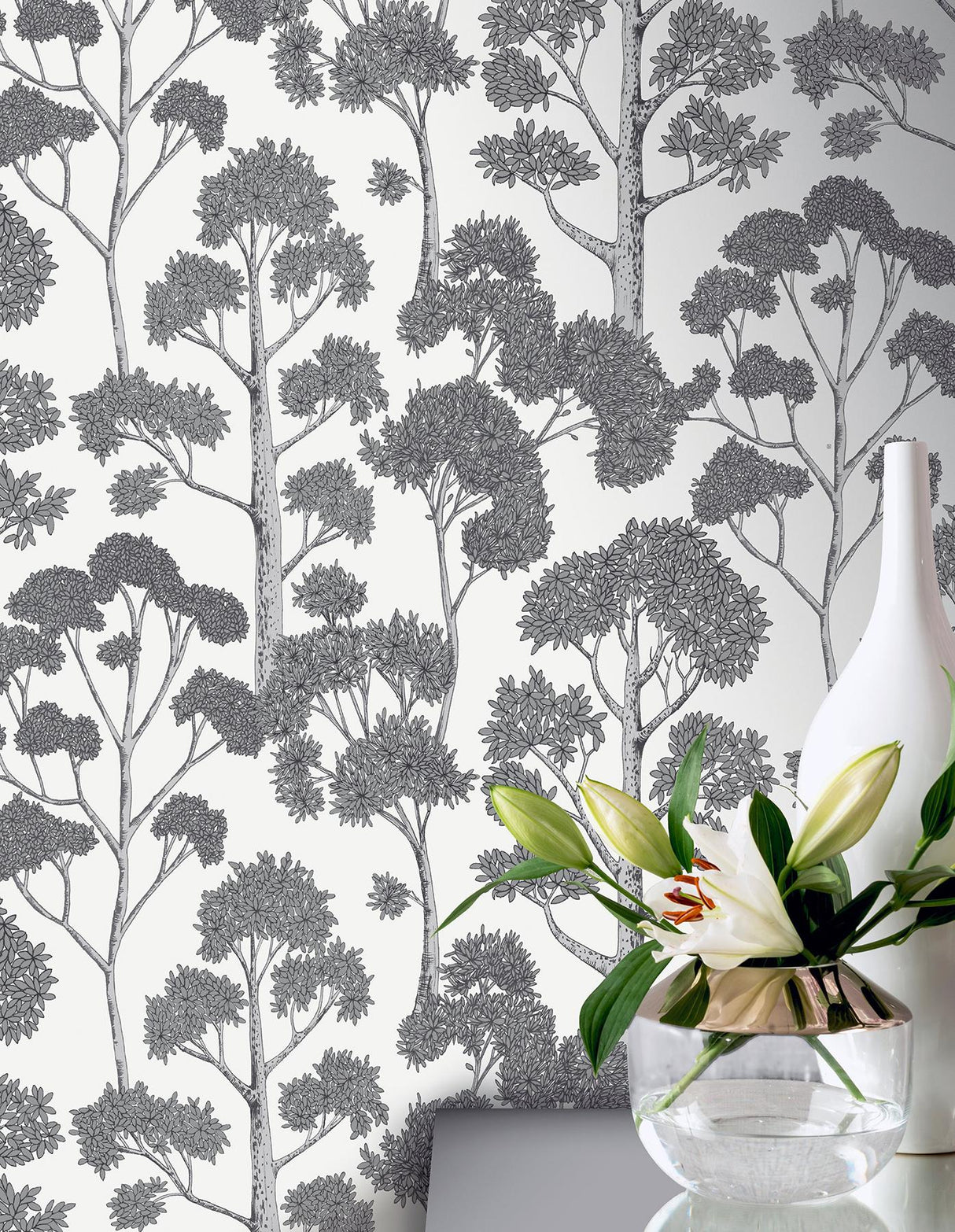York Blanche Silver Trees Wallpaper