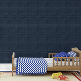 York Bellamy Navy Wooden Panel Wallpaper