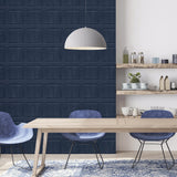 York Bellamy Navy Wooden Panel Wallpaper