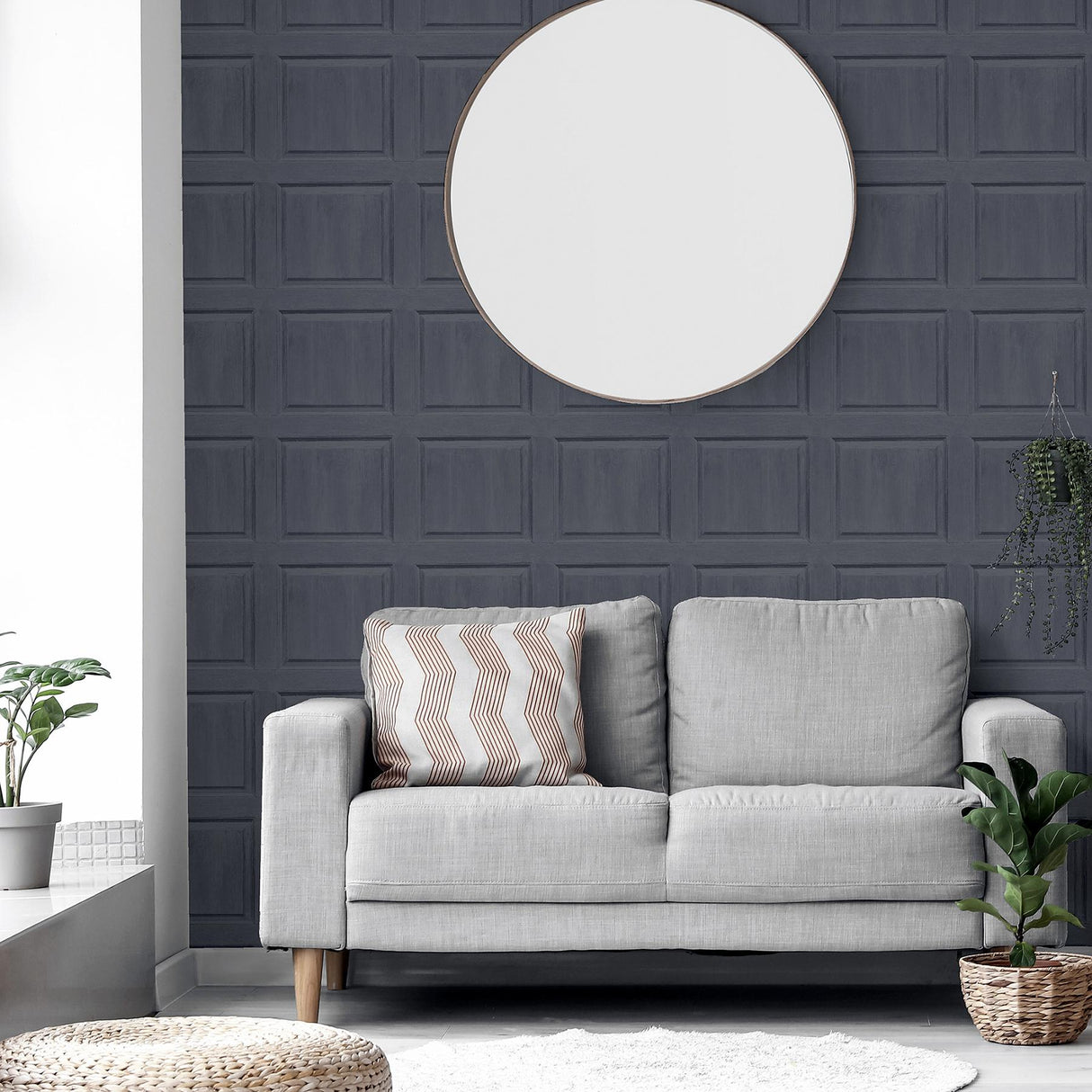 York Bellamy Charcoal Wooden Panel Wallpaper