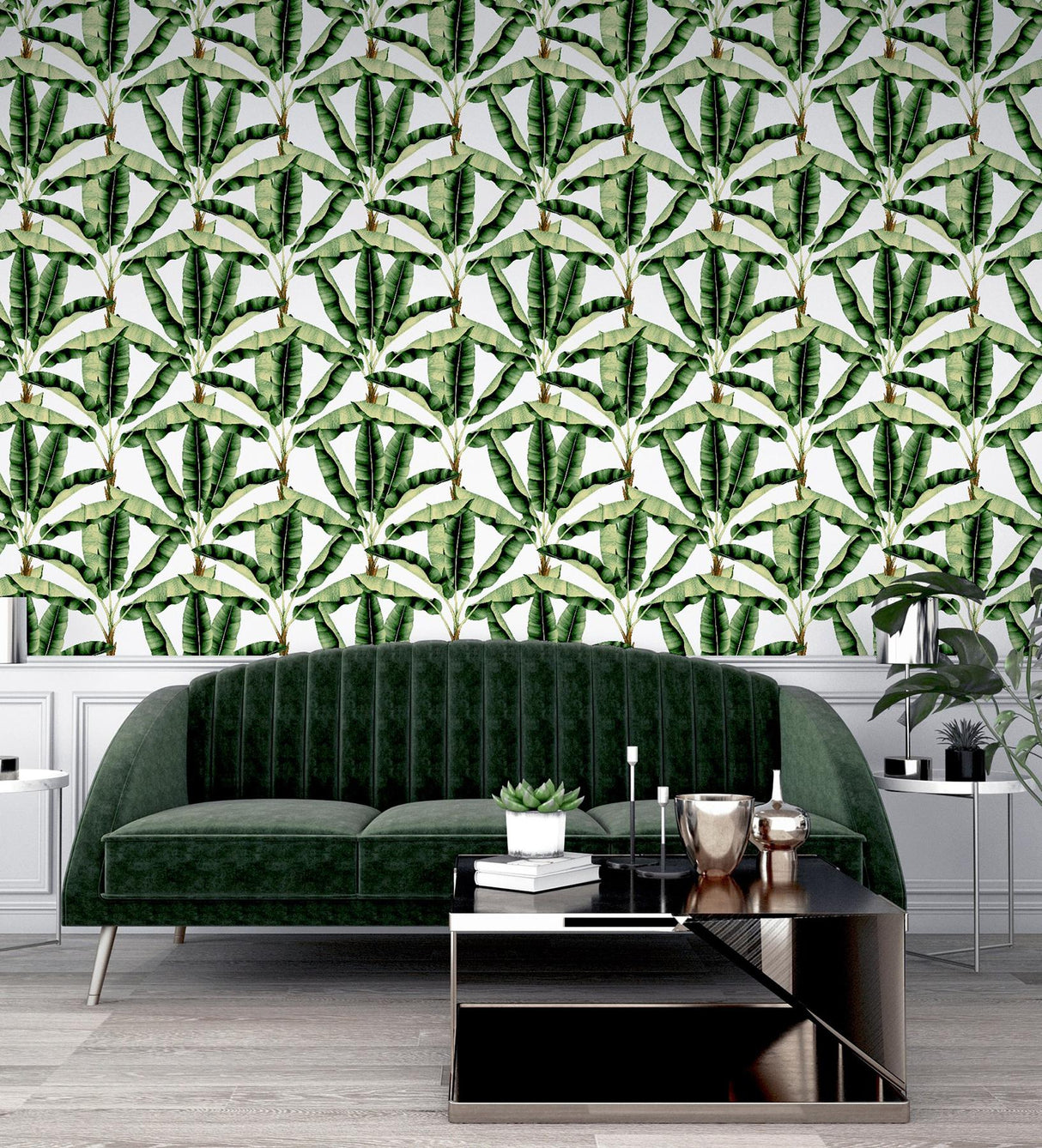 York Musa Green Palm Tree Wallpaper