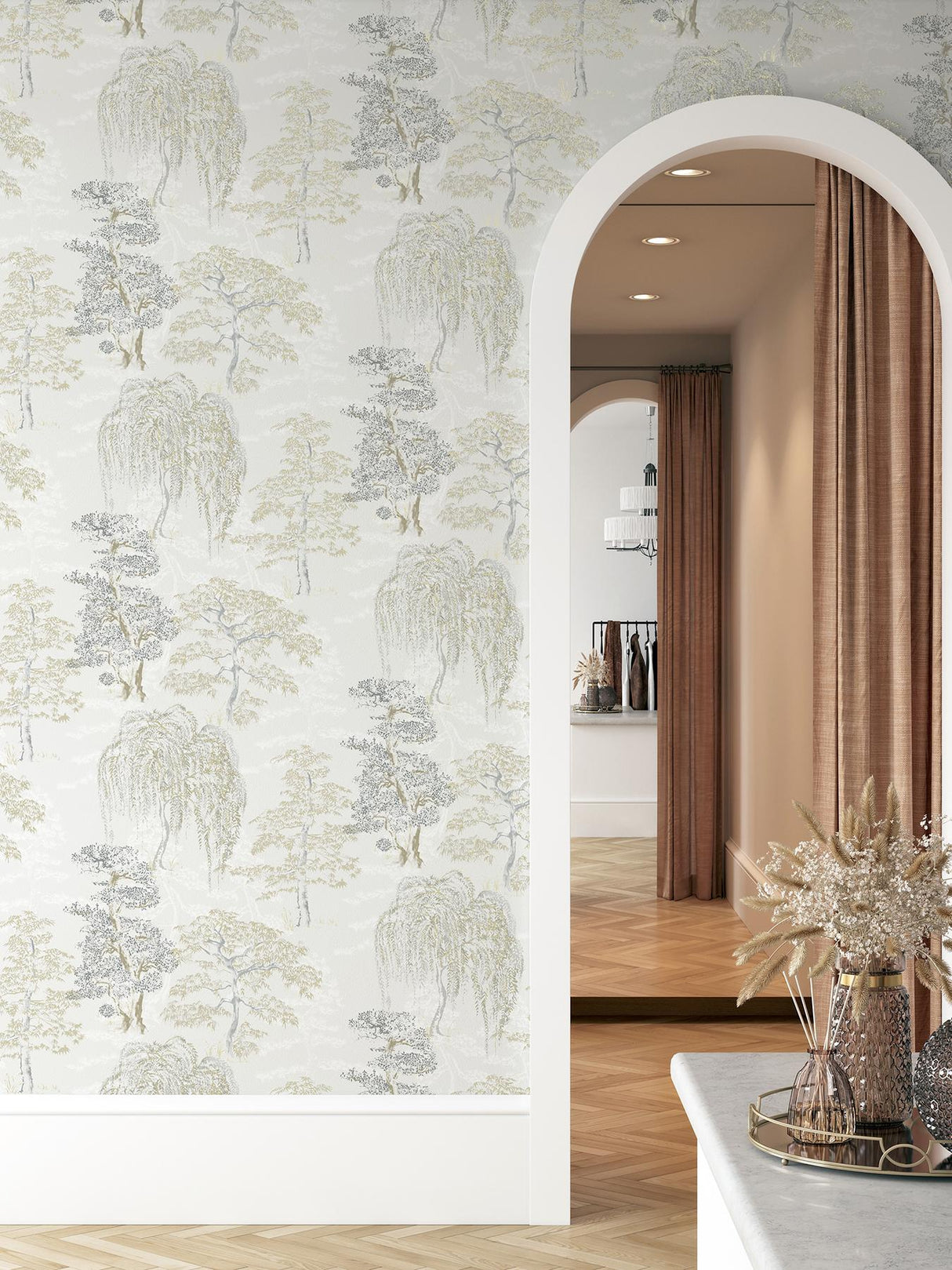 York Midori Neutral Trees Wallpaper