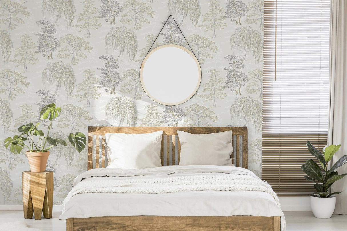York Midori Neutral Trees Wallpaper