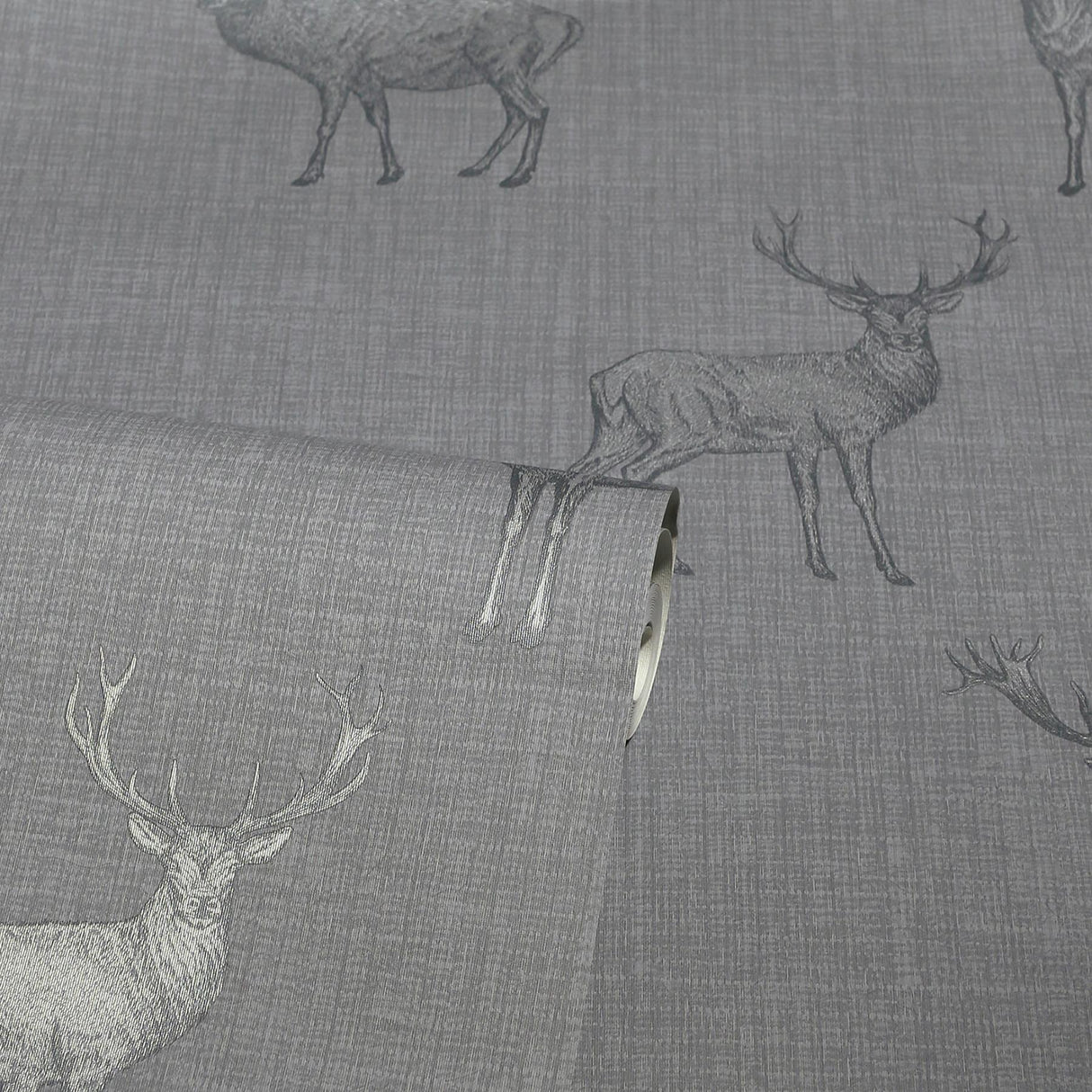 York Hank Grey Stag Wallpaper