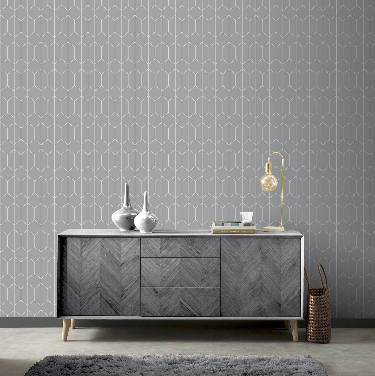 York Orson Grey Trellis Wallpaper