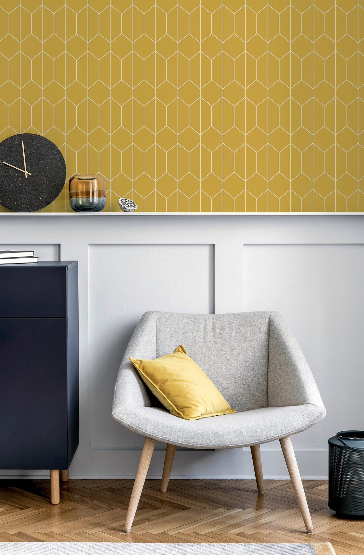 York Orson Yellow Trellis Wallpaper