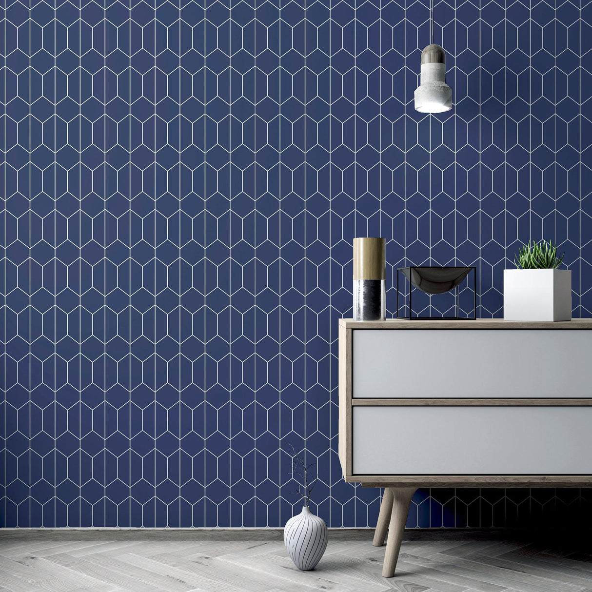 York Orson Navy Trellis Wallpaper