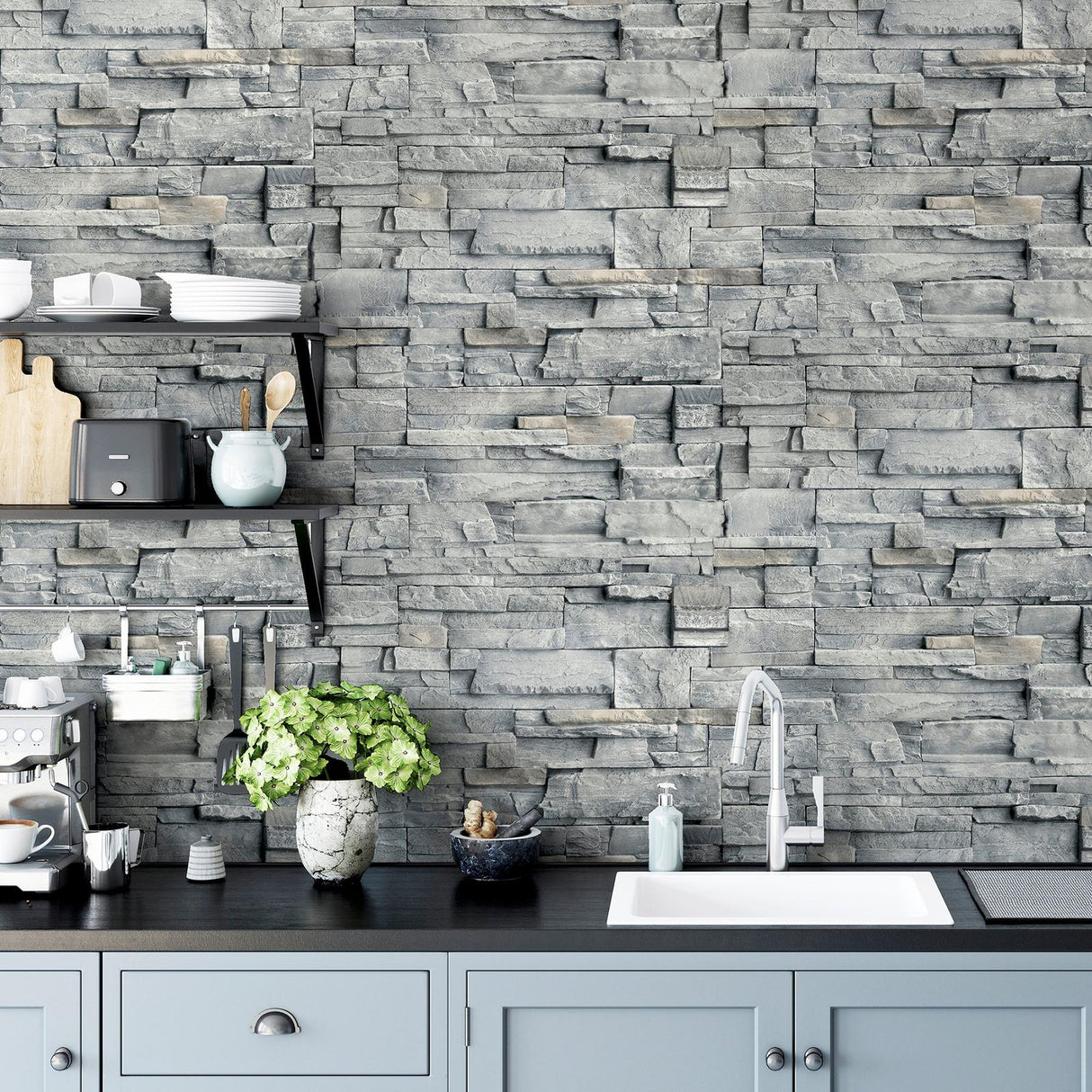 York Cornell Grey Slate Wall Wallpaper