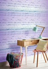 York Winifred Lavender Ombre Brick Wallpaper