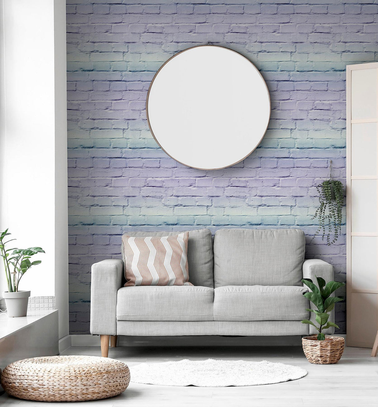 York Winifred Lavender Ombre Brick Wallpaper