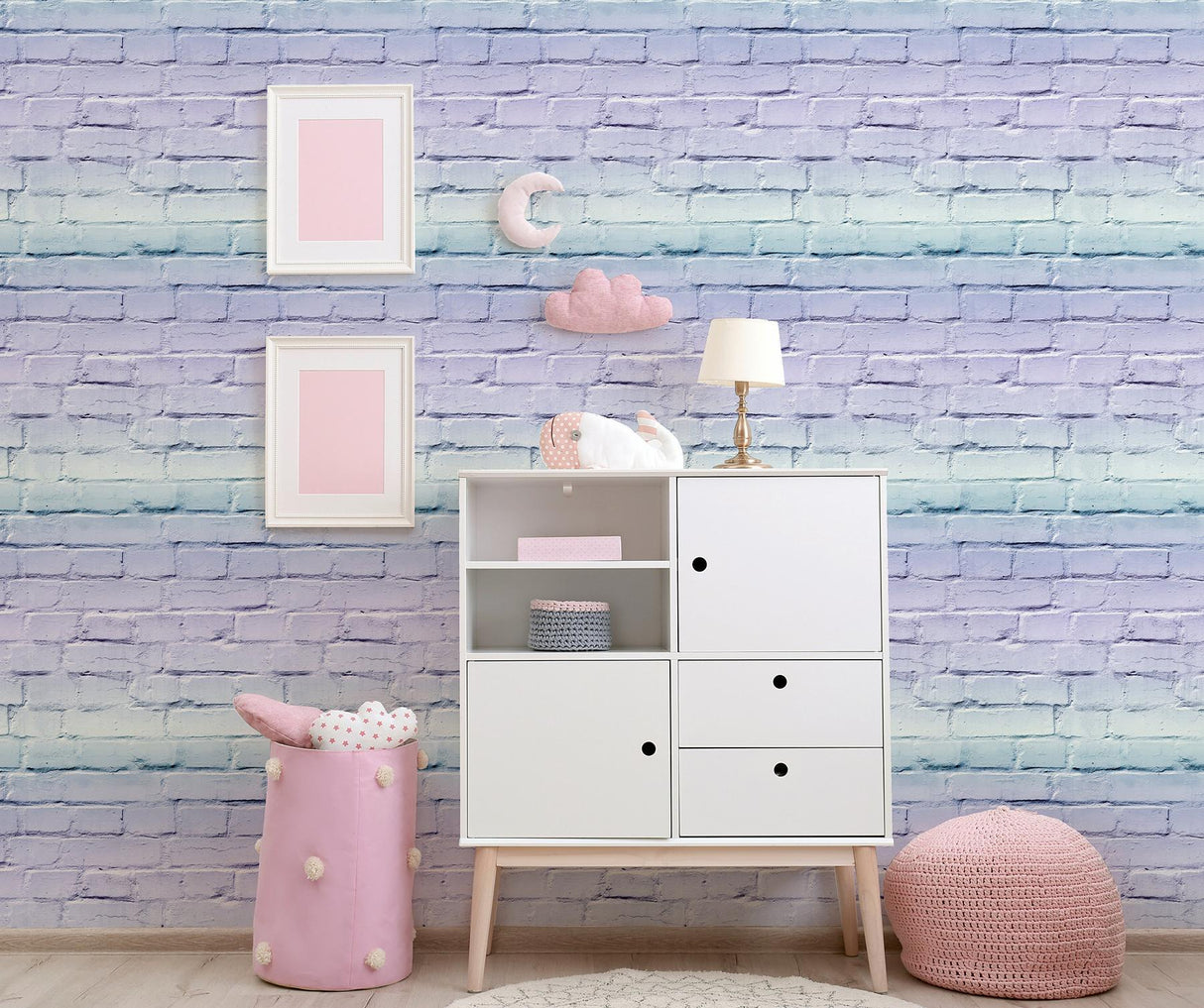 York Winifred Lavender Ombre Brick Wallpaper