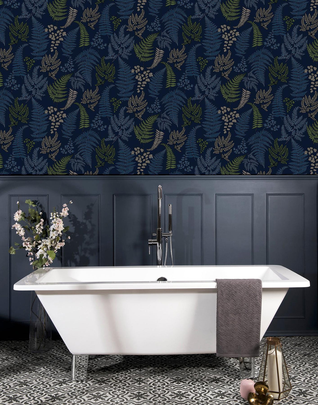 York Jerome Blue Botanical Wallpaper