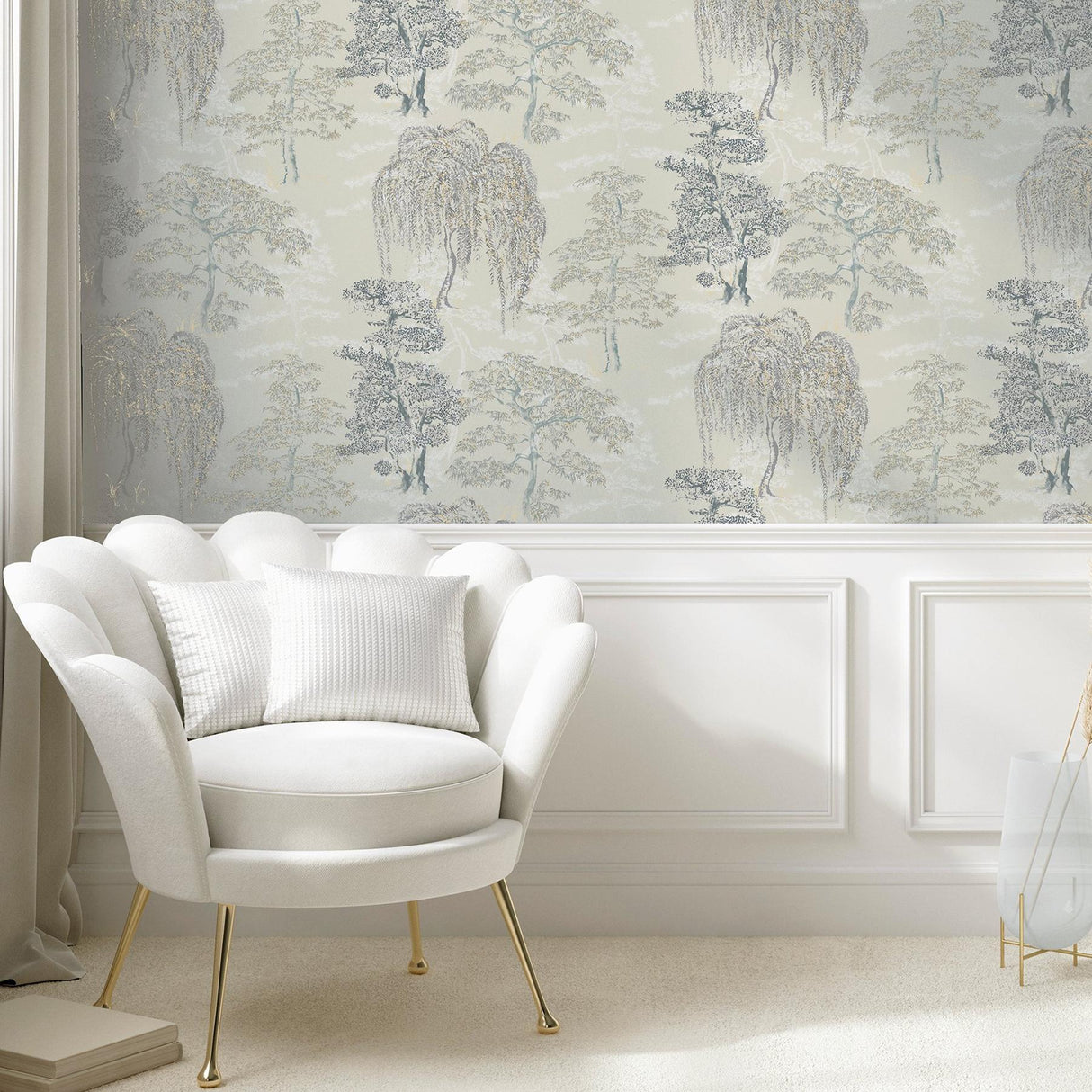 York Midori Grey Trees Wallpaper
